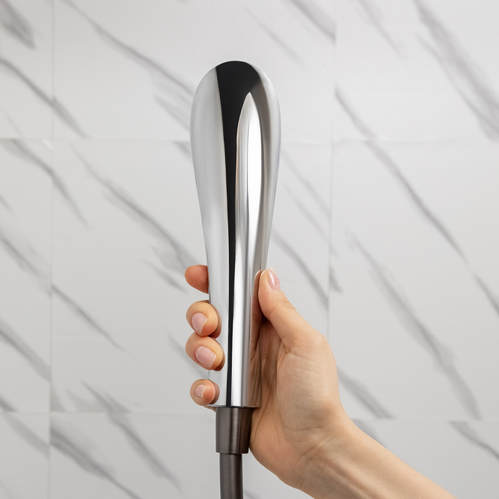 Лейка для душа, 1 режим, 63х250 мм, черный/хром - #9