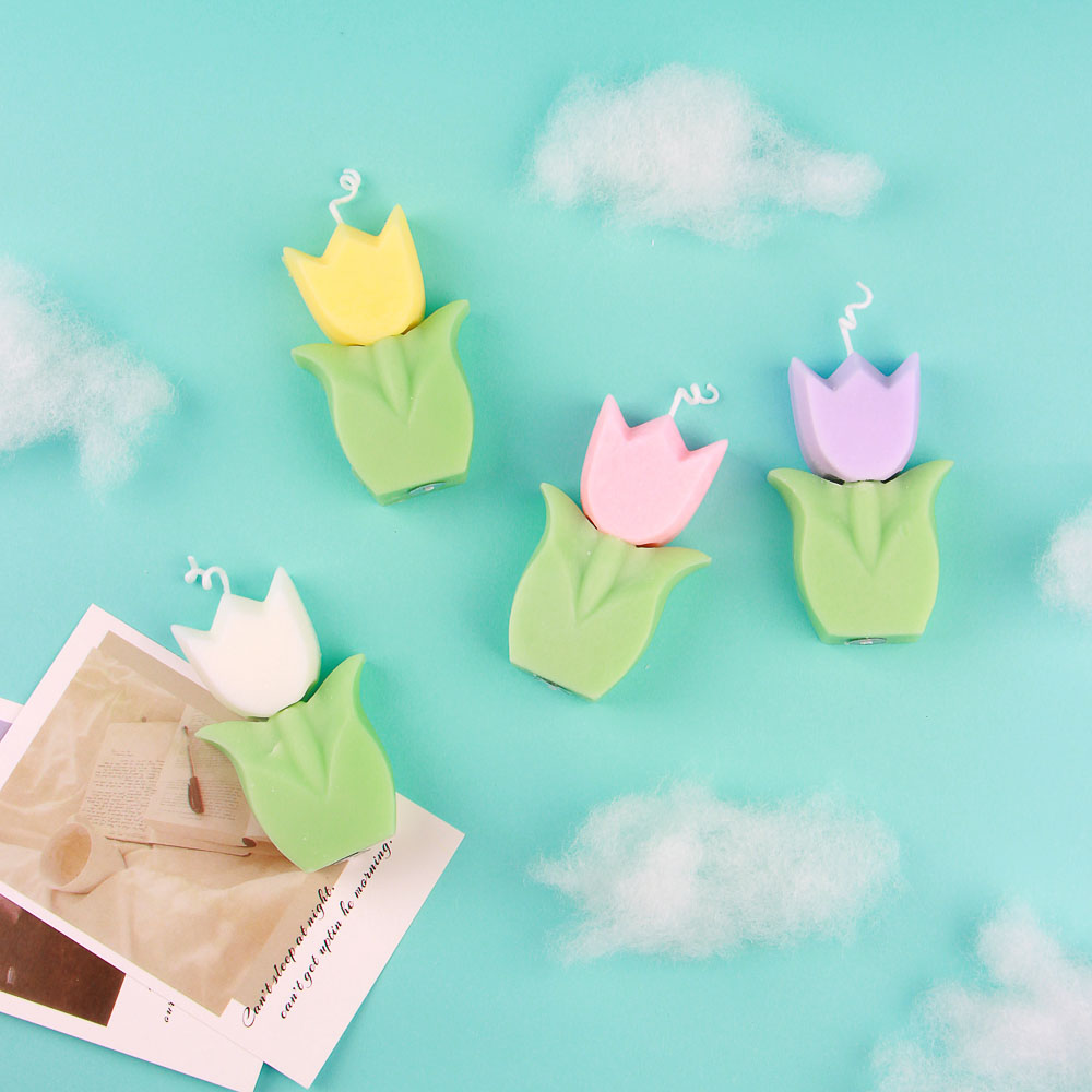 Свеча ароматическая в виде цветка, 9x6,5 см, парафин, соевый воск, 4 цвета - #1