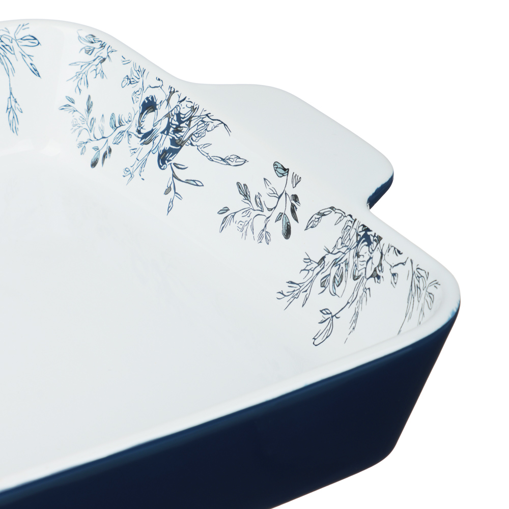 Форма для запекания и сервировки квадратная 26х21х5см тм MILLIMI цветы, керамика - #3