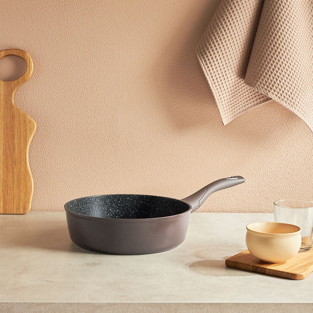 SATOSHI Валькур Сковорода литая глубокая d=24см, антипригарное покрытие мрамор, индукция - #12