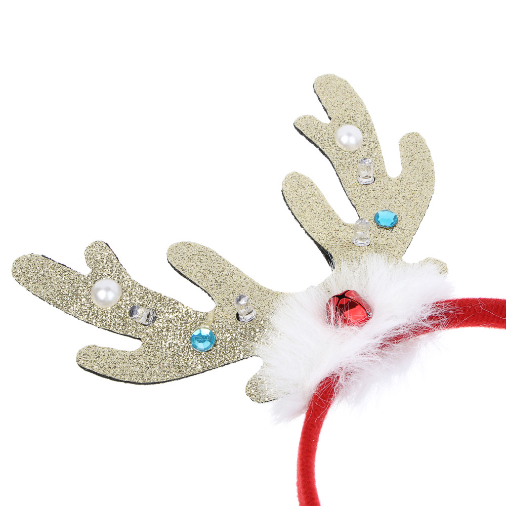 СНОУ БУМ Ободок светящийся с рожками, LED, диаметр 11см, пластик, полиэстер, батарейки, 1реж., 2диз. - #5