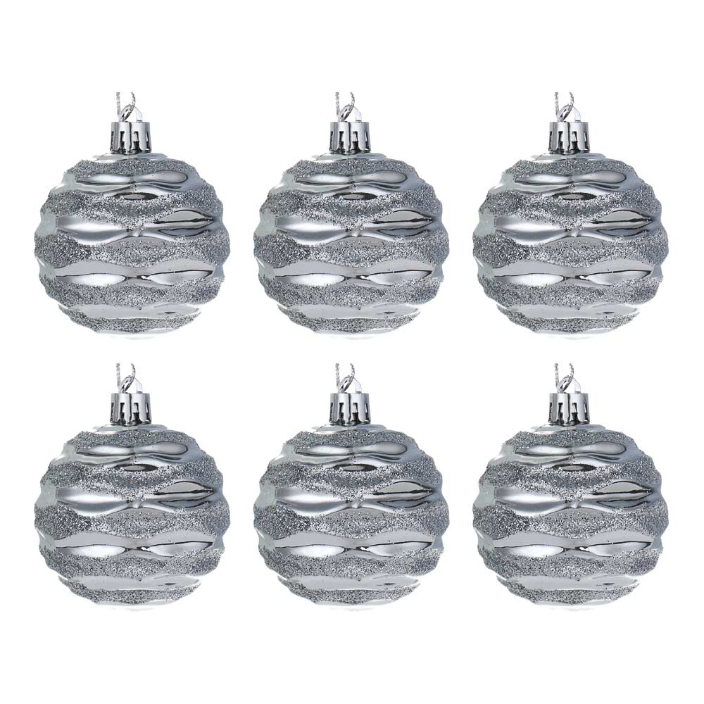 СНОУ БУМ Набор шаров 6 см, 6 шт, серебро, 26-198 - #1
