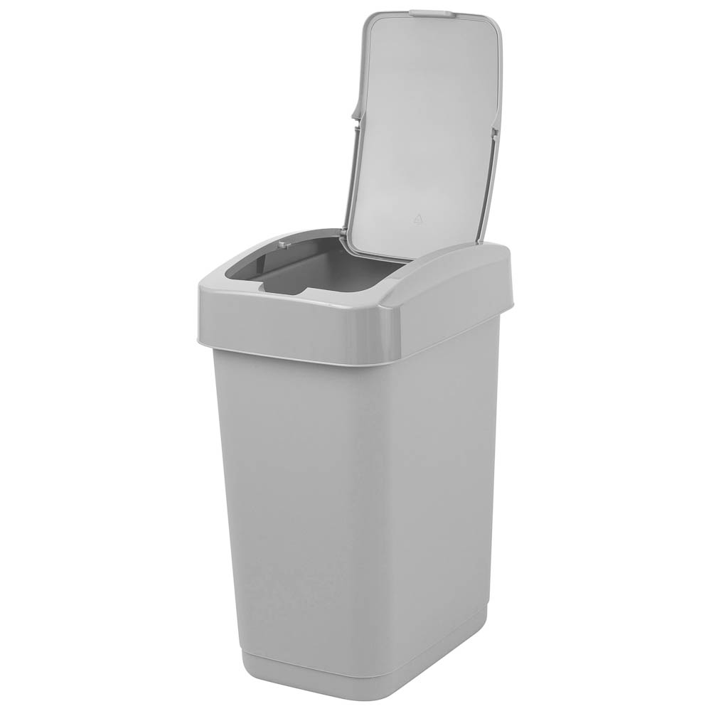 Контейнер для мусора Step, 12 л, с крышкой-клапаном, полипропилен, серый - #7