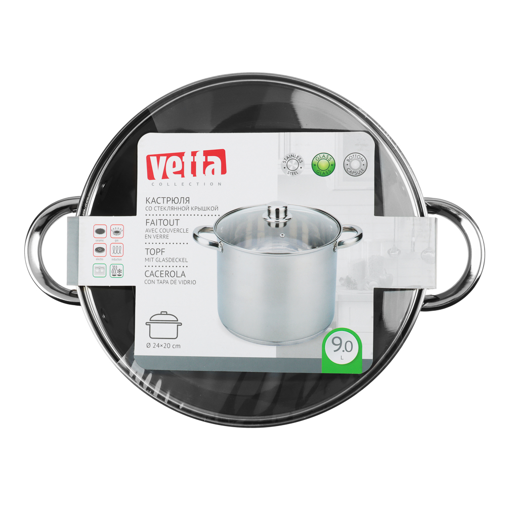 VETTA Орландо Кастрюля 24х20см, 9,0л, со стекл. крышкой, индукция - #6