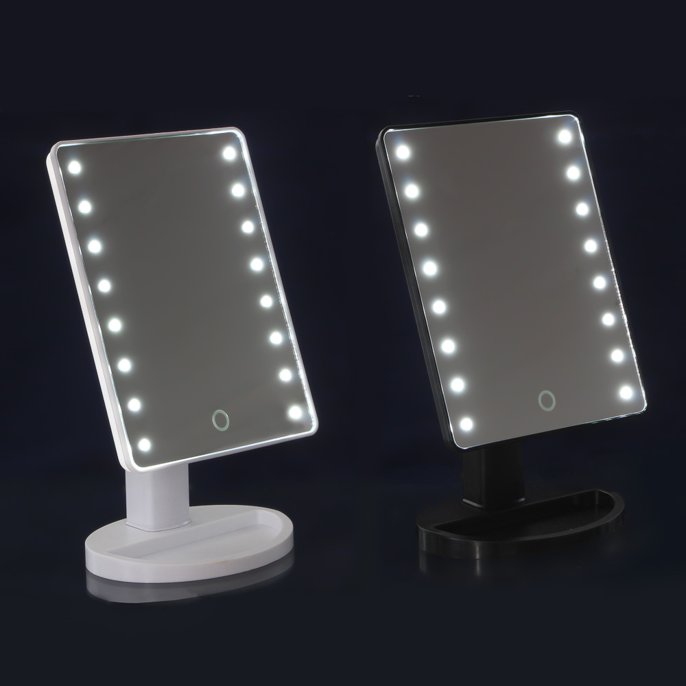 ЮНИLOOK Зеркало с LED-подсветкой, USB, 4хААА, пластик, стекло, 16,7х27см,  2-3 цвета, черный купить с выгодой в Галамарт