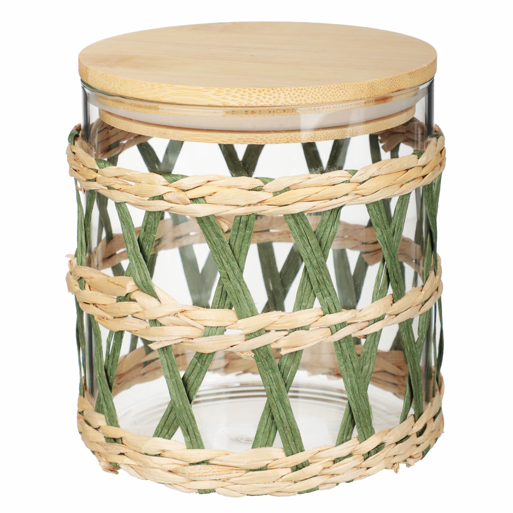 VETTA ЭКО Жгут Банка для хранения 750мл, 12х11см, стекло, бамбук - #1