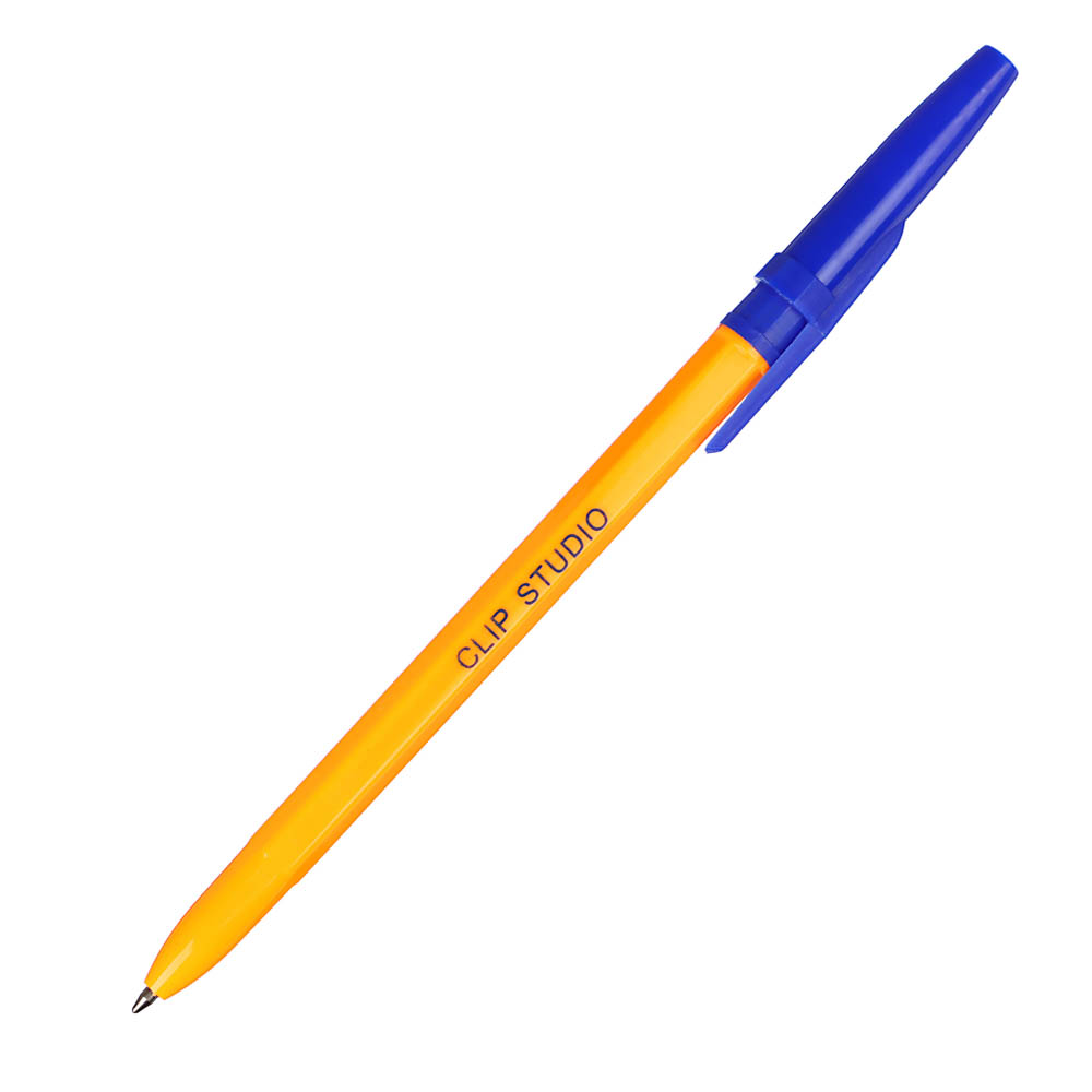 Ручка шариковая ClipStudio 0,7 мм, синяя, жёлтый корпус - #2