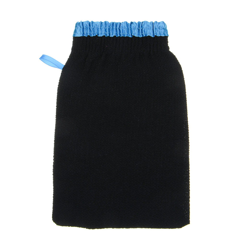 ЮL Мочалка скрабер кесе для пилинга жесткая, полиэстер, 22х14см, черная, МЭ24-05 - #1