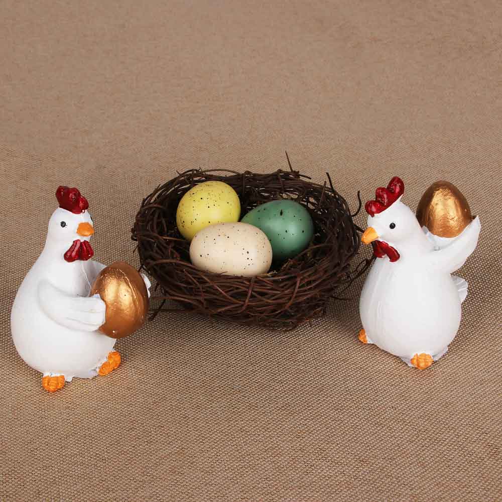 Корзинка пасхальная с яйцами, 8x8 см, ротанг, пенопласт - #2