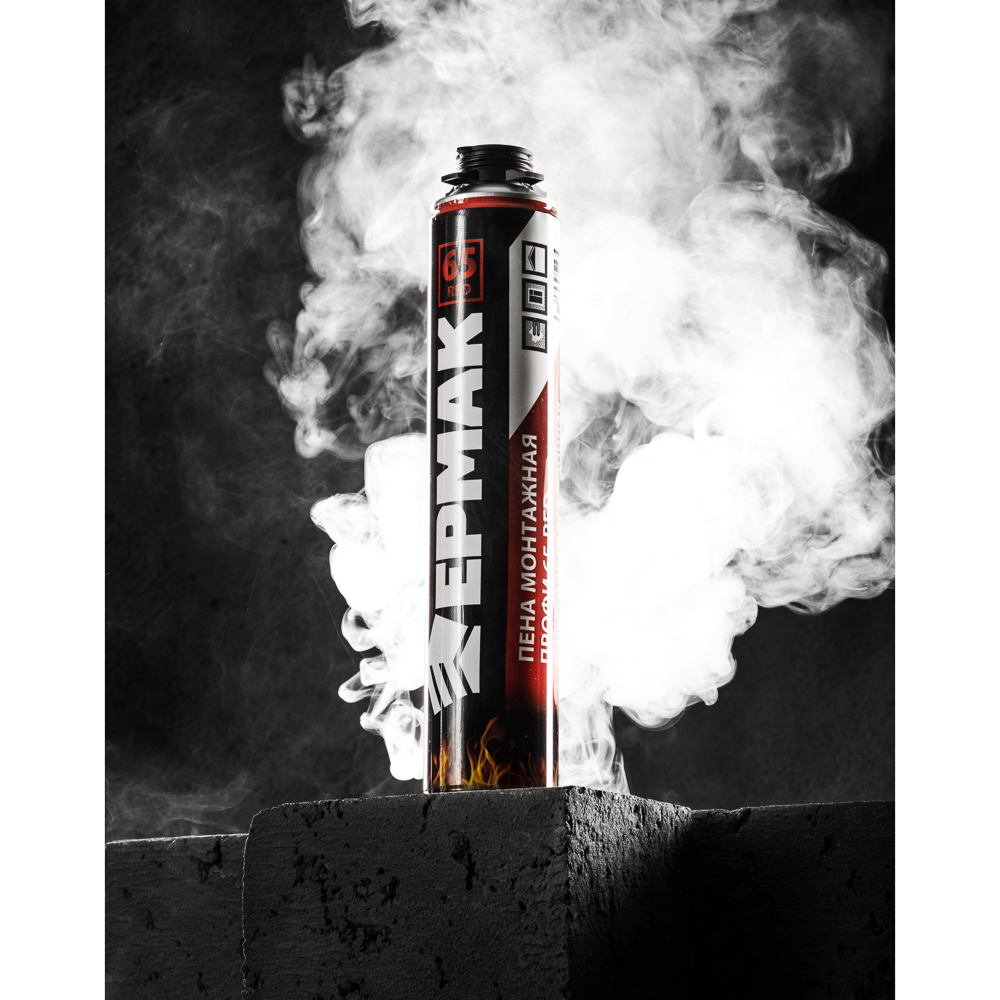 ЕРМАК Пена монтажная PROFI 65 RED fireproof огнестойкая, всесезон, 65 л, 850 г - #4
