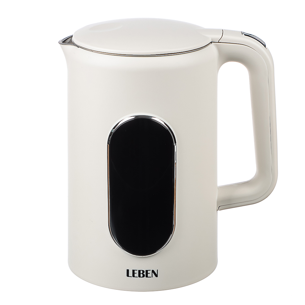 LEBEN Чайник электрический 1,7л двойные стенки пластик/нерж сталь, поддерж.температуры, оливк.и беж. - #7