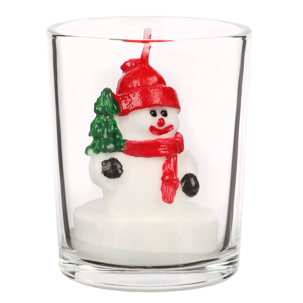 Свеча новогодняя в стеклянном стакане, 5x6 см, парафин, стекло, 4 вида - #9