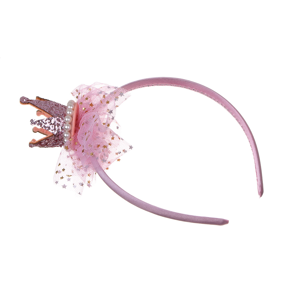 СНОУ БУМ Ободок с короной, диаметр 11,5см, пластик, полиэстер, 2 дизайна - #5