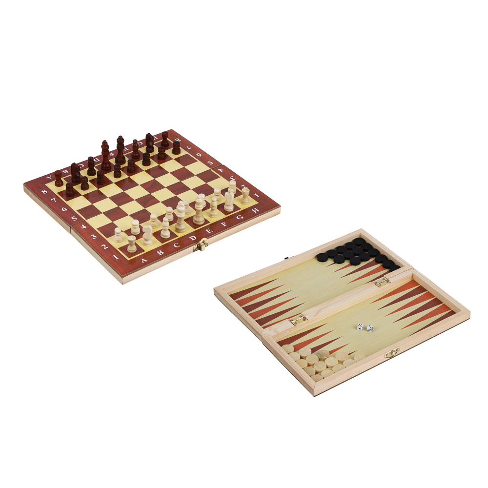 LDGames Набор игр 3 в 1 (шашки, шахматы, нарды) дерево, 29x29см, в подарочной упаковке - #1