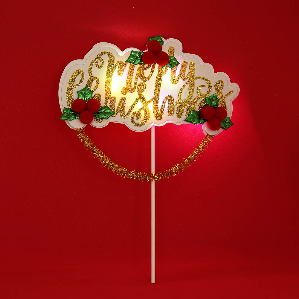 Декор для праздничного стола Сноубум MERRY CHRISTMAS, с подсветкой - #1