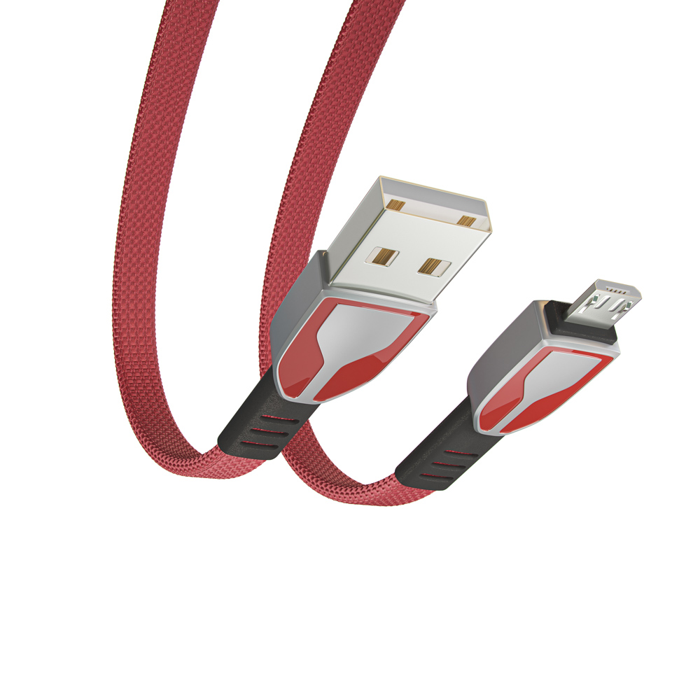 BY Кабель для зарядки Графика Micro USB, 1м, Быстрая зарядка QC3.0, штекер металл, красный - #5