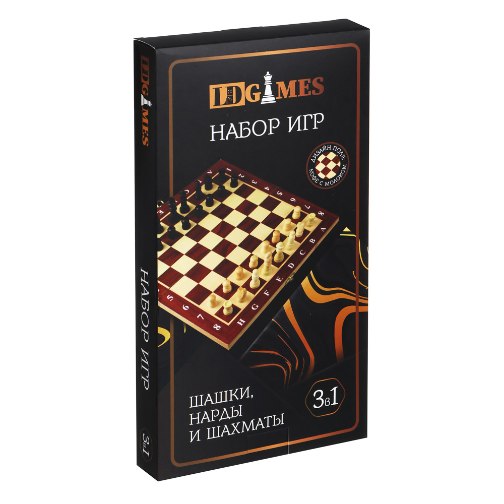 LDGames Набор игр 3 в 1 (шашки, шахматы, нарды) дерево, 29x29см, в подарочной упаковке - #5