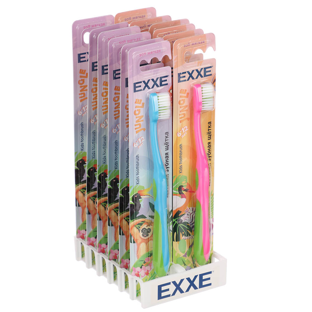 Зубная щетка детская EXXE серия Джунгли, 6-12 лет, мягкая, 1шт - #7