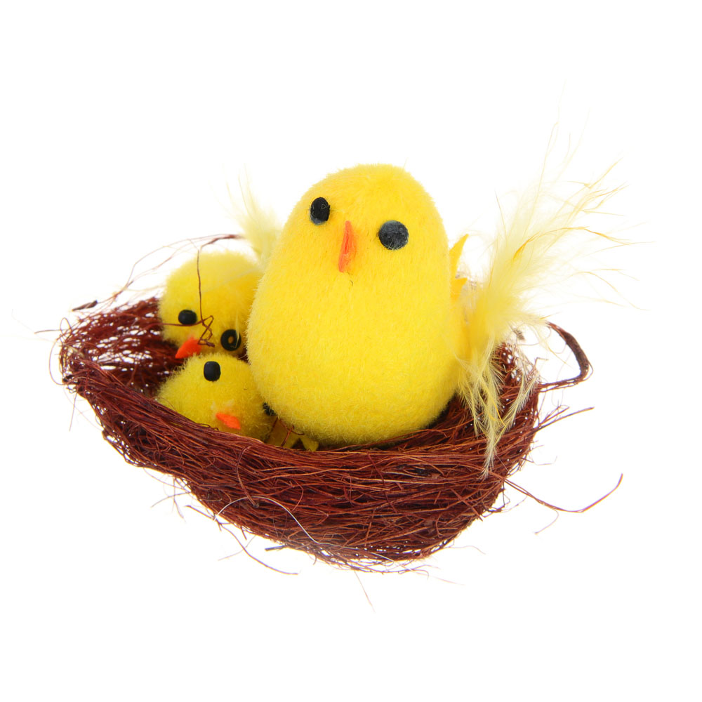 LADECOR Декоративная композиция, курочка и цыплята в гнезде, полиэстер - #2