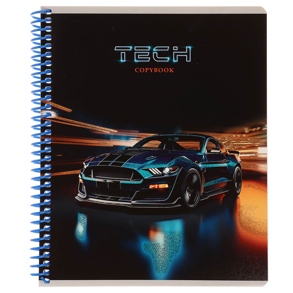 Тетрадь общая, 96 листов, в клетку, БЕЛЫЕ ЛИСТЫ, обл.мел. картон, спираль, микс - #2