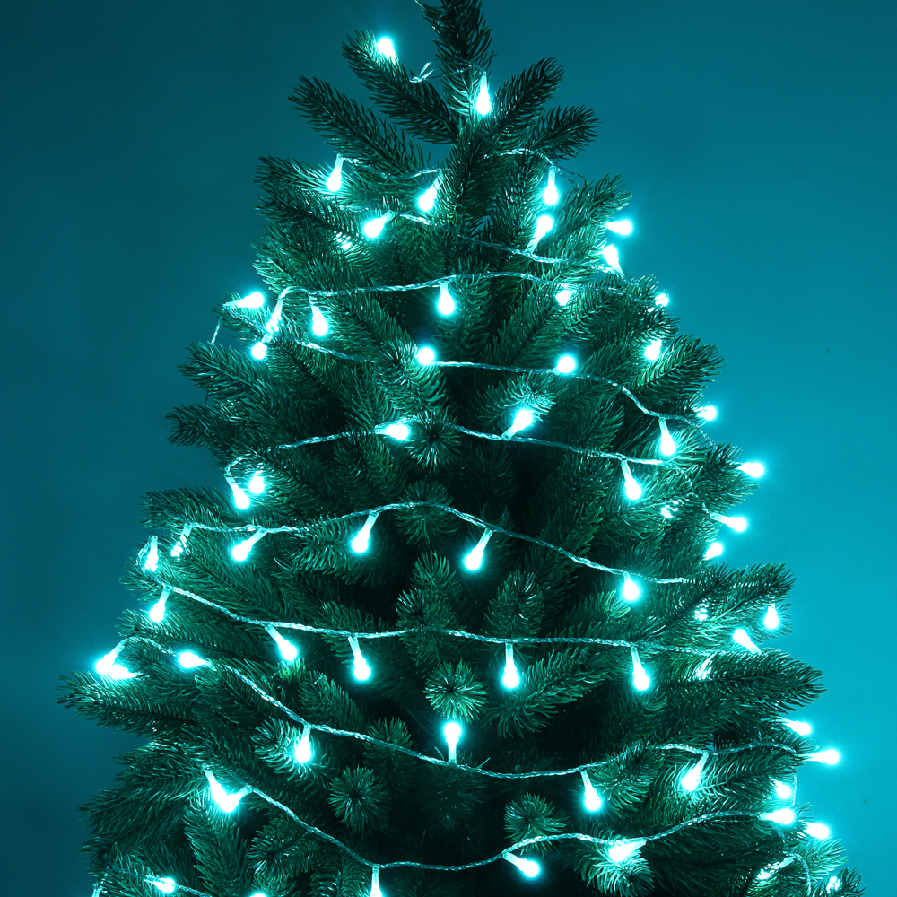 СНОУ БУМ Гирлянда эл. вьюн 10м, 100LED, аква, 8 режимов, ПВХ прозрачный, 220В - #10