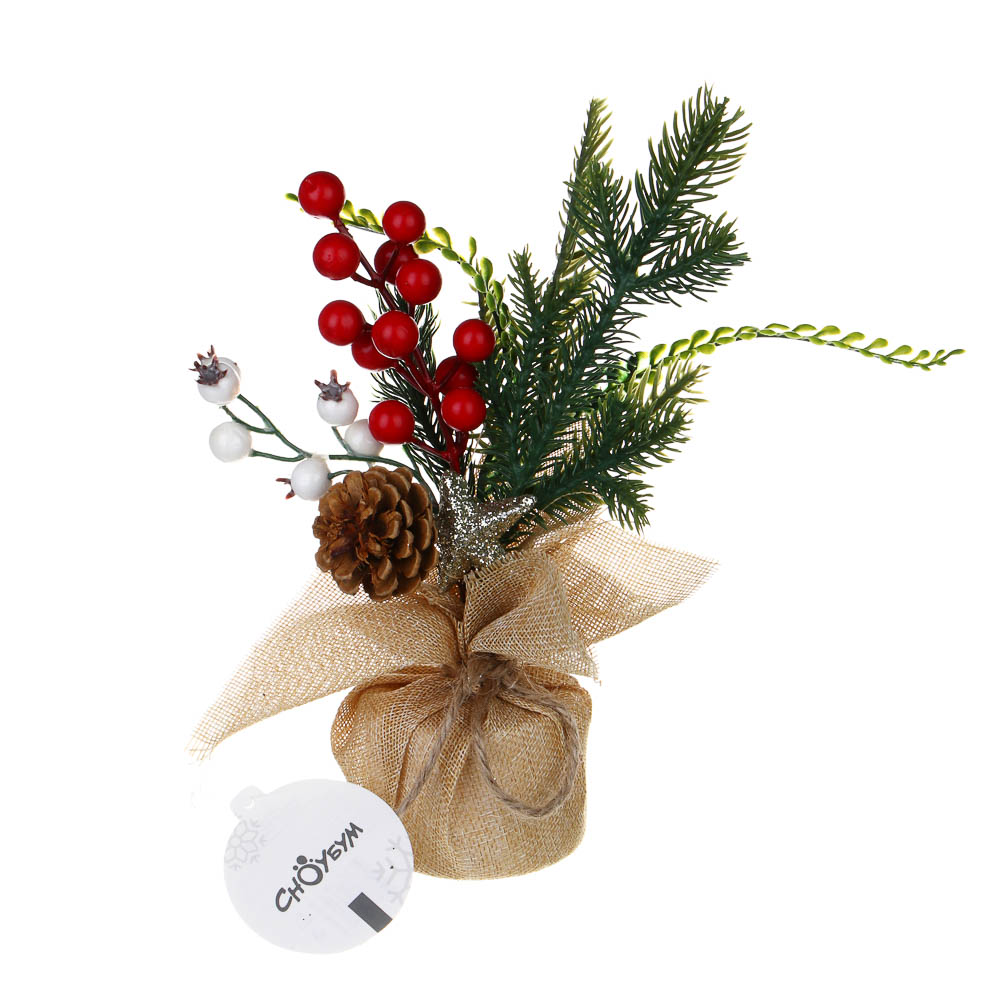 СНОУ БУМ Хвойный декор 29 см, пластик, пенопласт, металл, мешковина, дерево - #6