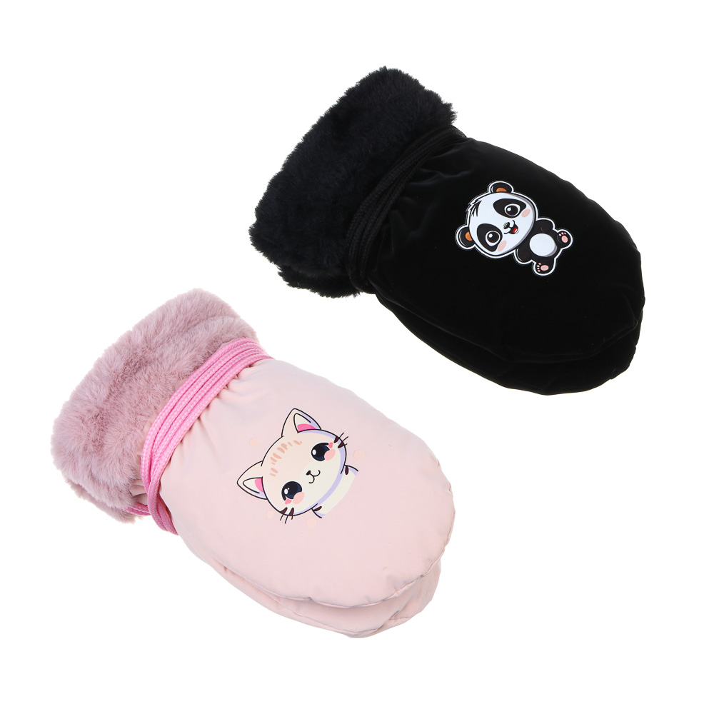 GALANTE Рукавицы детские на флисе на веревке, р.12, 100% полиэстер, разноцветные, ОЗ25-38 - #1