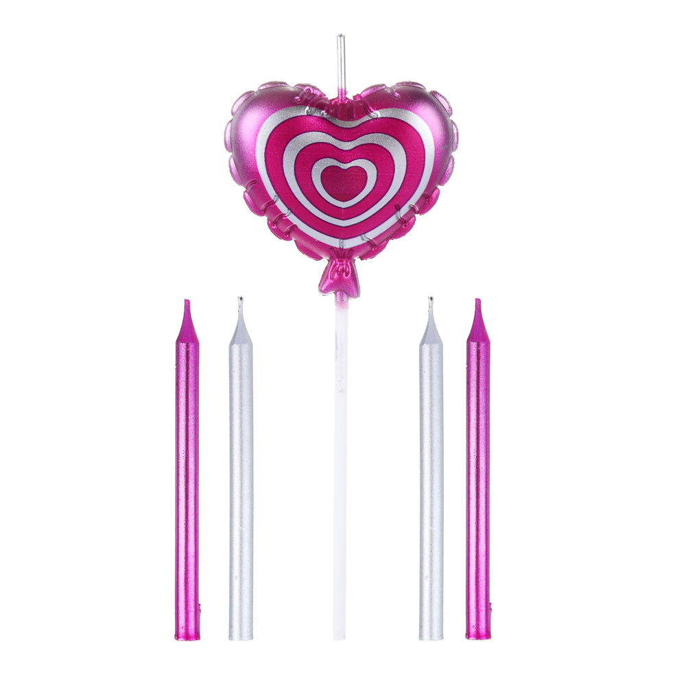 FNtastic Набор свечей для торта, 5 шт, с сердцем, 9х20 см - #4