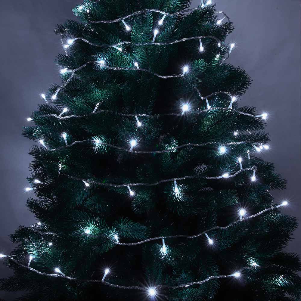 СНОУ БУМ Гирлянда эл. вьюн 10м, 100 LED, белый, пост. свеч., ПВХ прозр., коннектор, 220В - #8