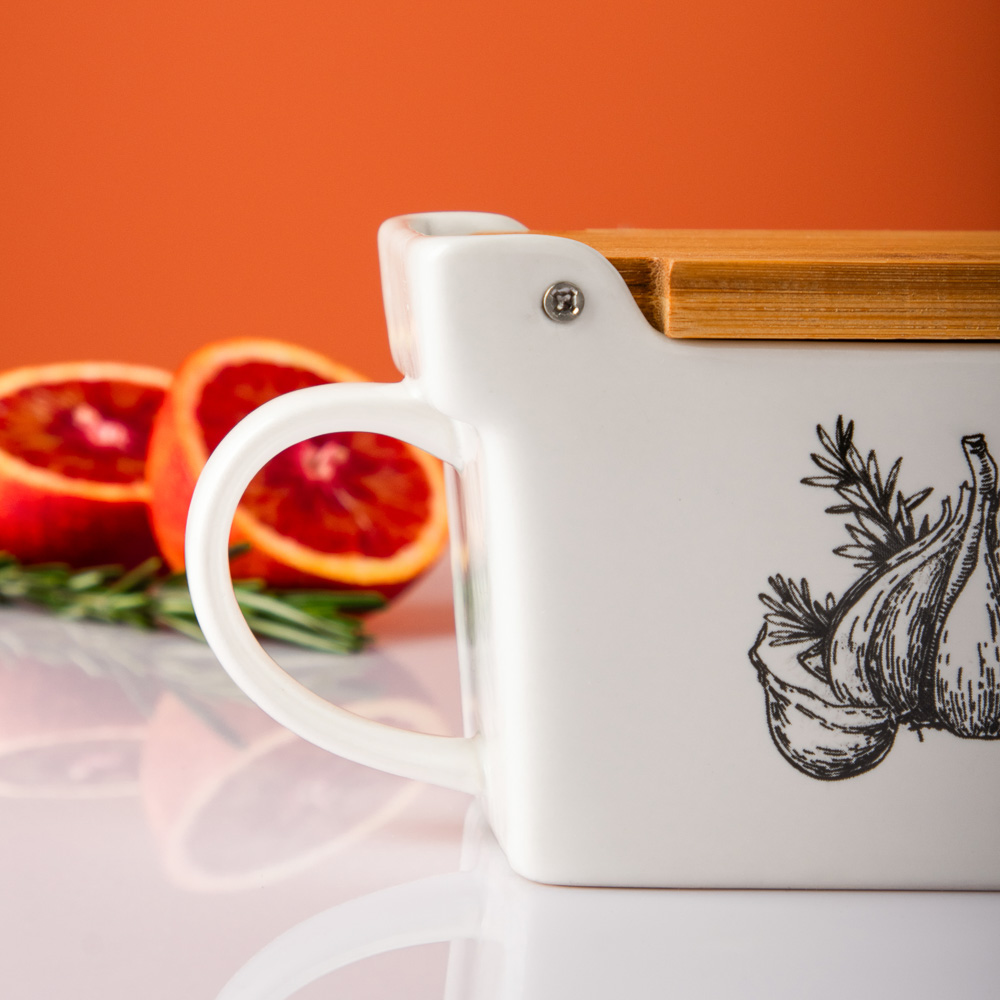 MILLIMI Китчен Банка для соли, 300мл, 15,5х9х7,5см, керамика, бамбук - #9