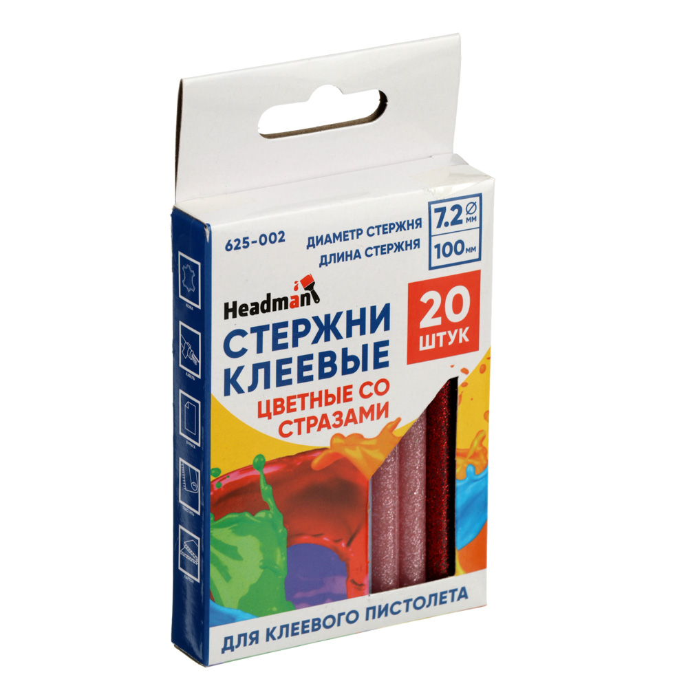 Стержни клеевые Headman цветные со стразами, 7,2x100 мм - #1