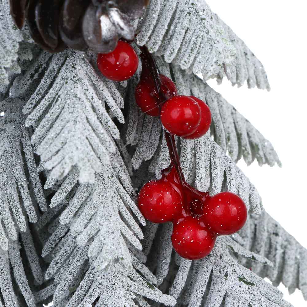 СНОУ БУМ Елочка литая 100% РЕ, шишка, красная ягода, деревянная основа, 21 см, 26-61 - #3