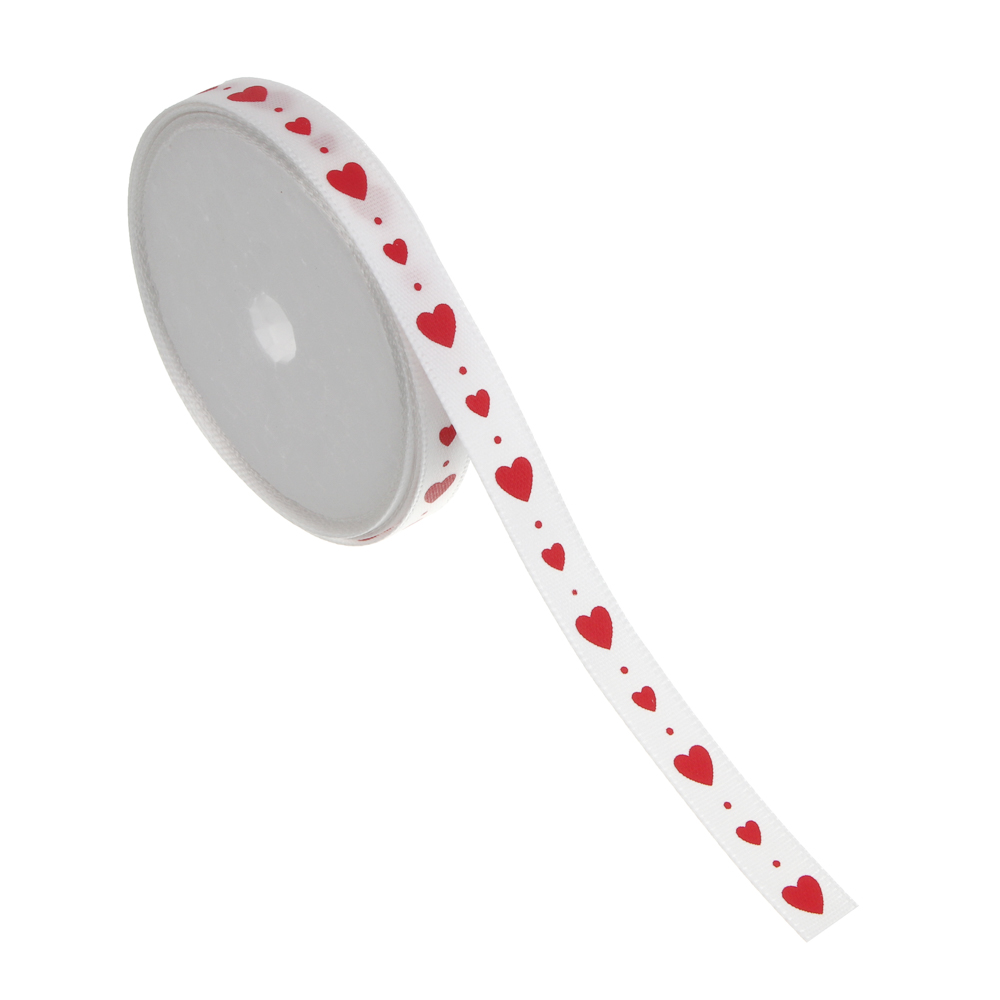 Лента для подарков тм Fntastic "Сердечки", 1 см x 3 м, полиэстер - #2