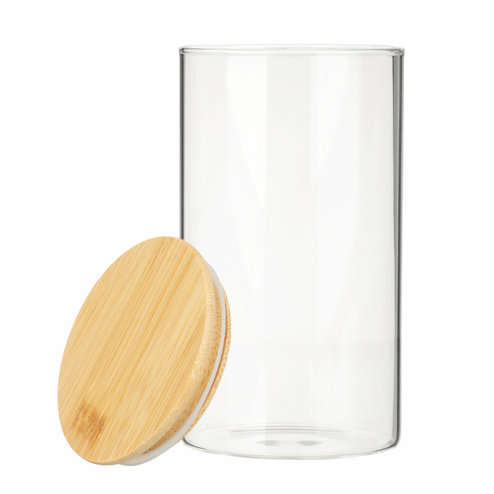 VETTA ЭКО Эллипс Банка для хранения 700мл, 15х8,5см, стекло, бамбук - #4