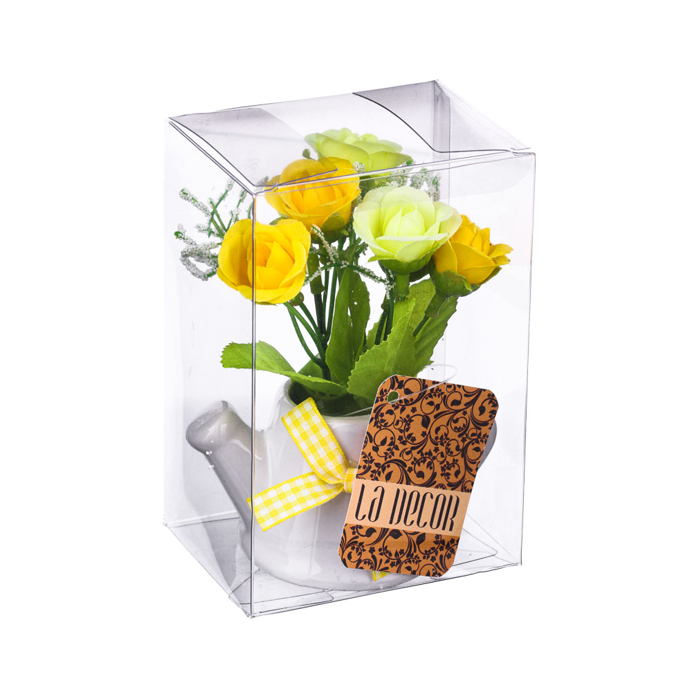 LADECOR Цветок в горшке Цветочная коллекция, пластик, полиэстер, 12х8х6 см, 2вида, 6 цветов, 1507-16 - #4