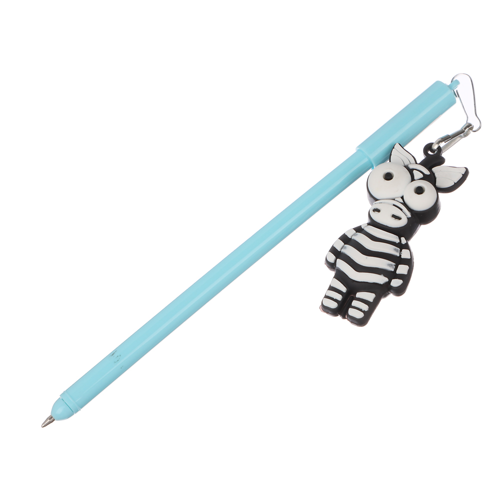 ClipStudio Ручка шариковая с брелоками в форме зверят на подвеске,синяя,корпус 17 см,пластик,4 диз. - #3
