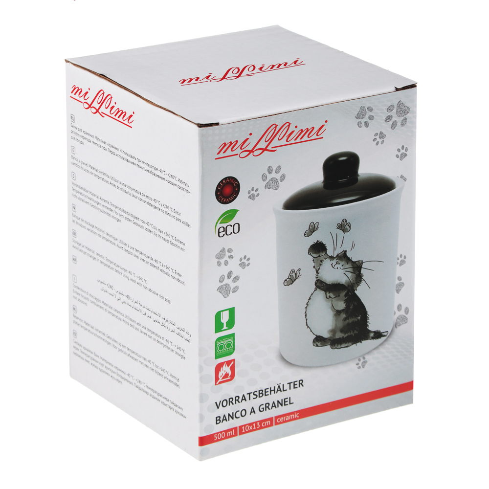 MILLIMI Забавные коты Банка для хранения, 550мл, 10х13см, керамика - #3