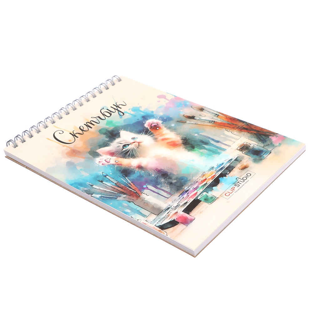 Скетчбук А5 (альбом), 14,5х20cм, 30л. обл. картон, блок 120г/м2, спираль, тв. подложка, 4 диз. - #9