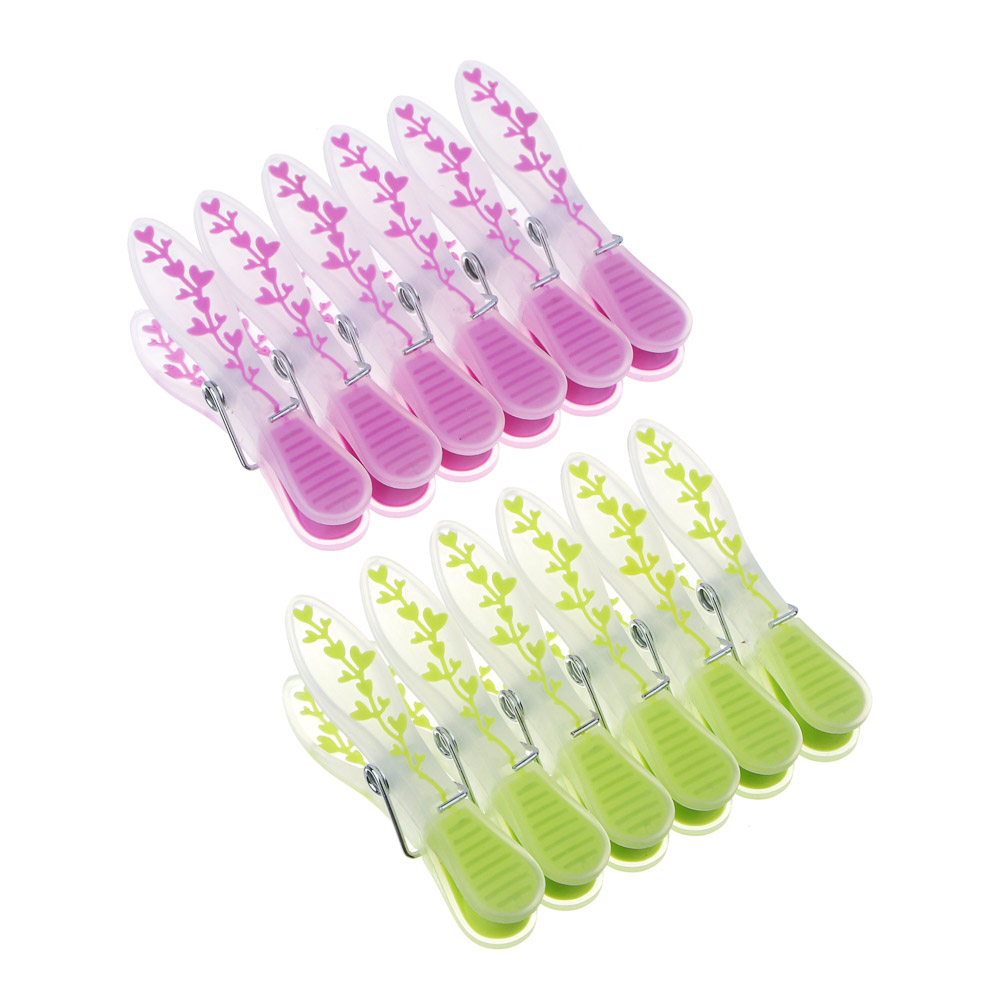 Набор прищепок тм VETTA Цветы, пластик, 2 цвета, 12шт - #1