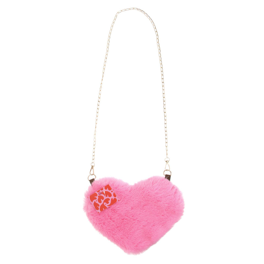 Сумочка мягкая в виде сердца, с цепочкой, полиэстер, 26x22 см, 2 цвета, красный, розовый - #6
