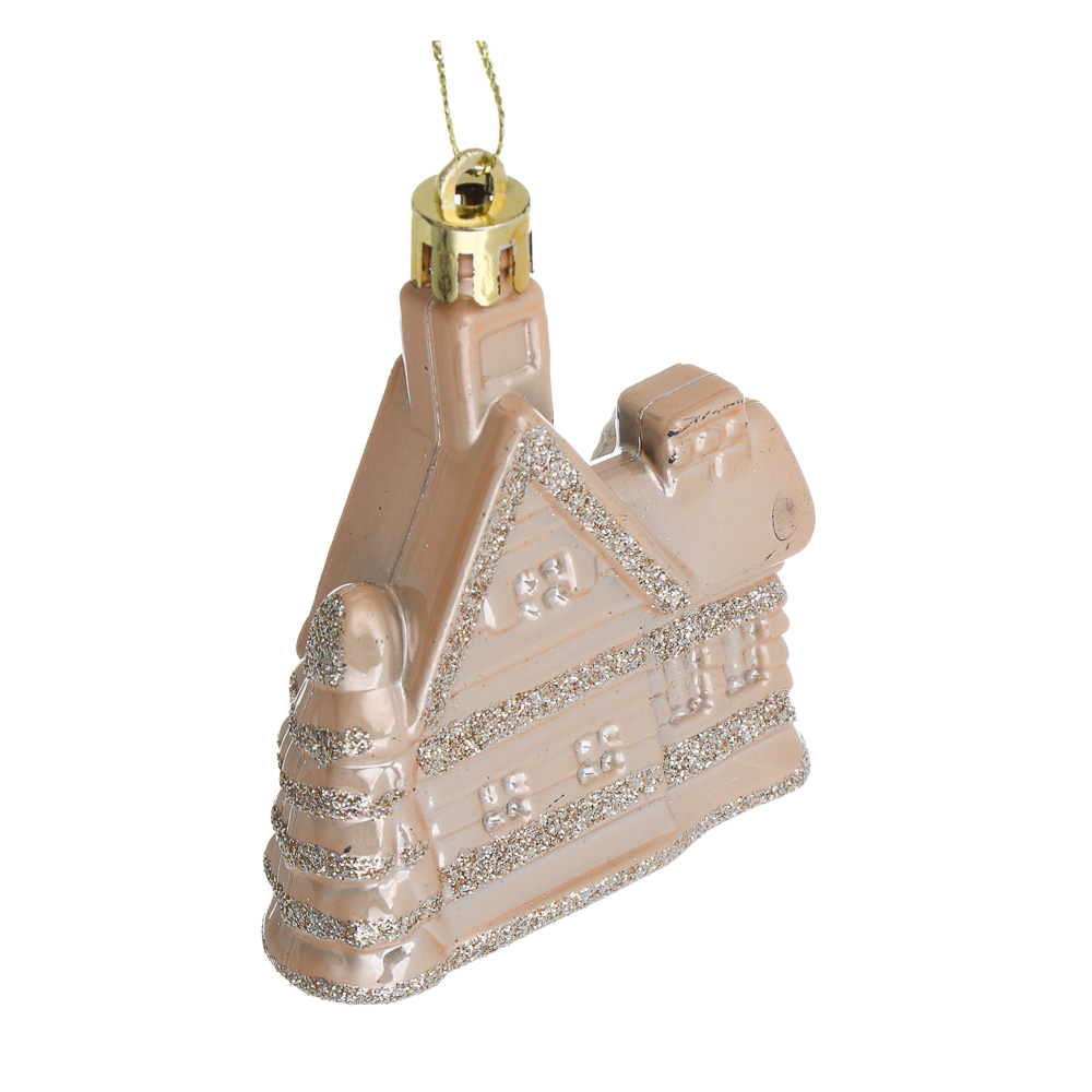 СНОУ БУМ Подвеска декоративная "Домик", 6.5х8х2.5 см, 1 шт, пластик, глиттер, 3 дизайна - #4