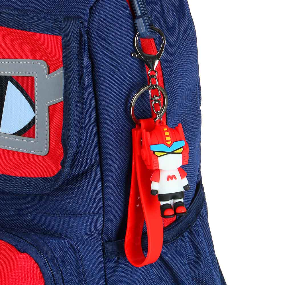 Рюкзак подростковый 40x30x14,5см, 1 отд., 4 карм., аппликации в форме лица, ножки, ПЭ, синий/красный - #6