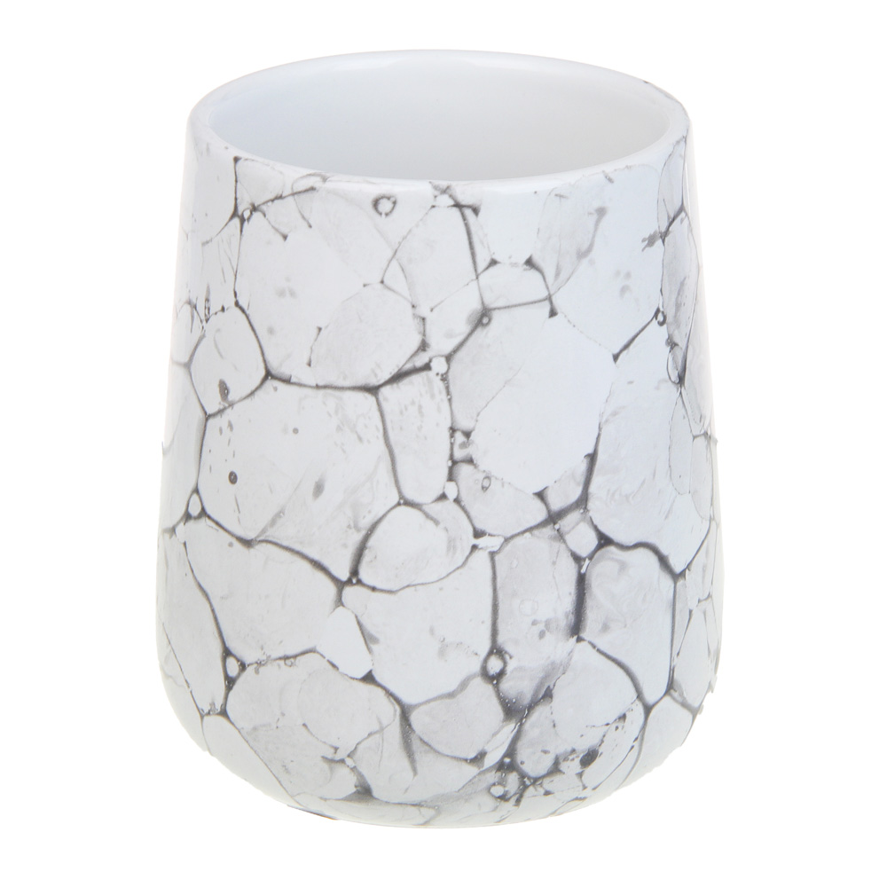 VETTA Стакан для ванной комнаты, 400 мл, 10,5x9x9 см, керамика, "Космос", мрамор белый - #1