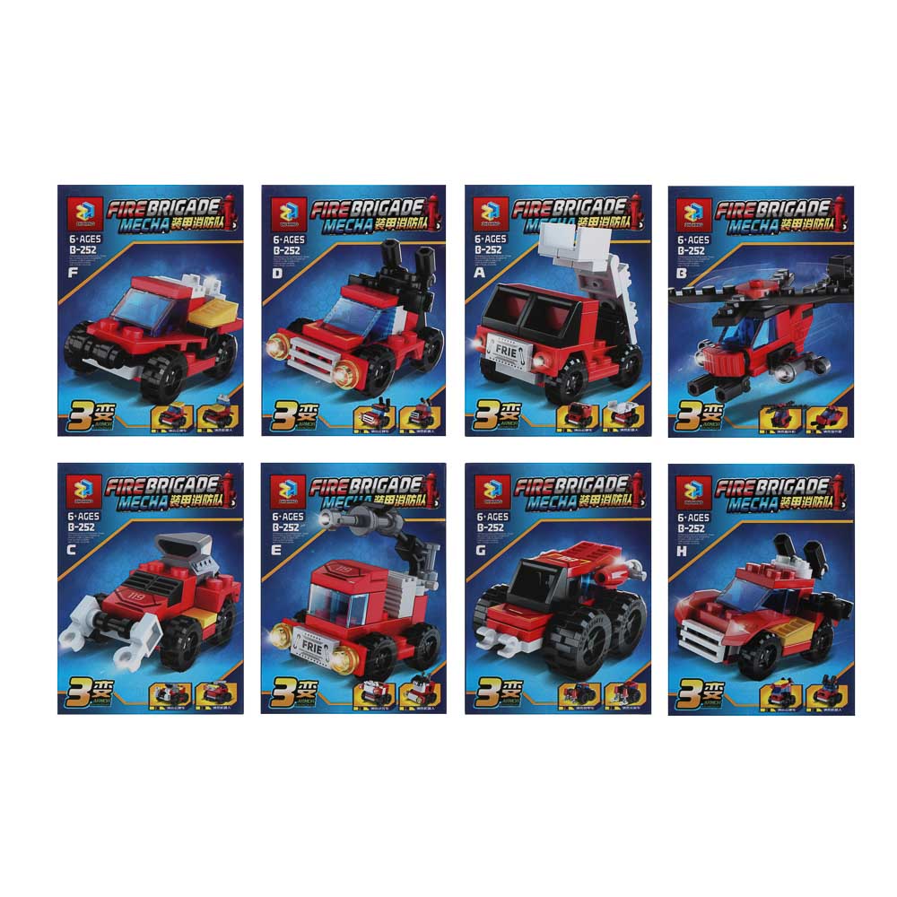 ИГРОЛЕНД Конструктор "Пожарная бригада" 8 в 1, 8х3,5х11 см, ABS, 6 видов - #2