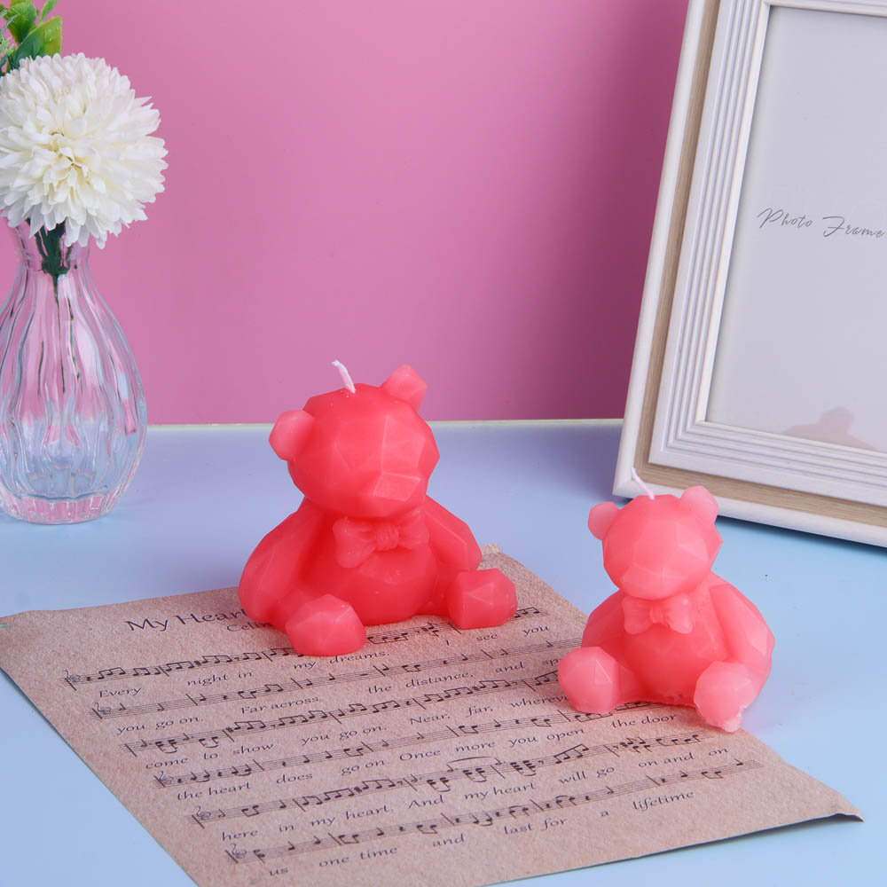 LADECOR Свеча ароматическая, формовая, в виде мишки, парафин, аромат - фрезия, 7 см, розовый - #6