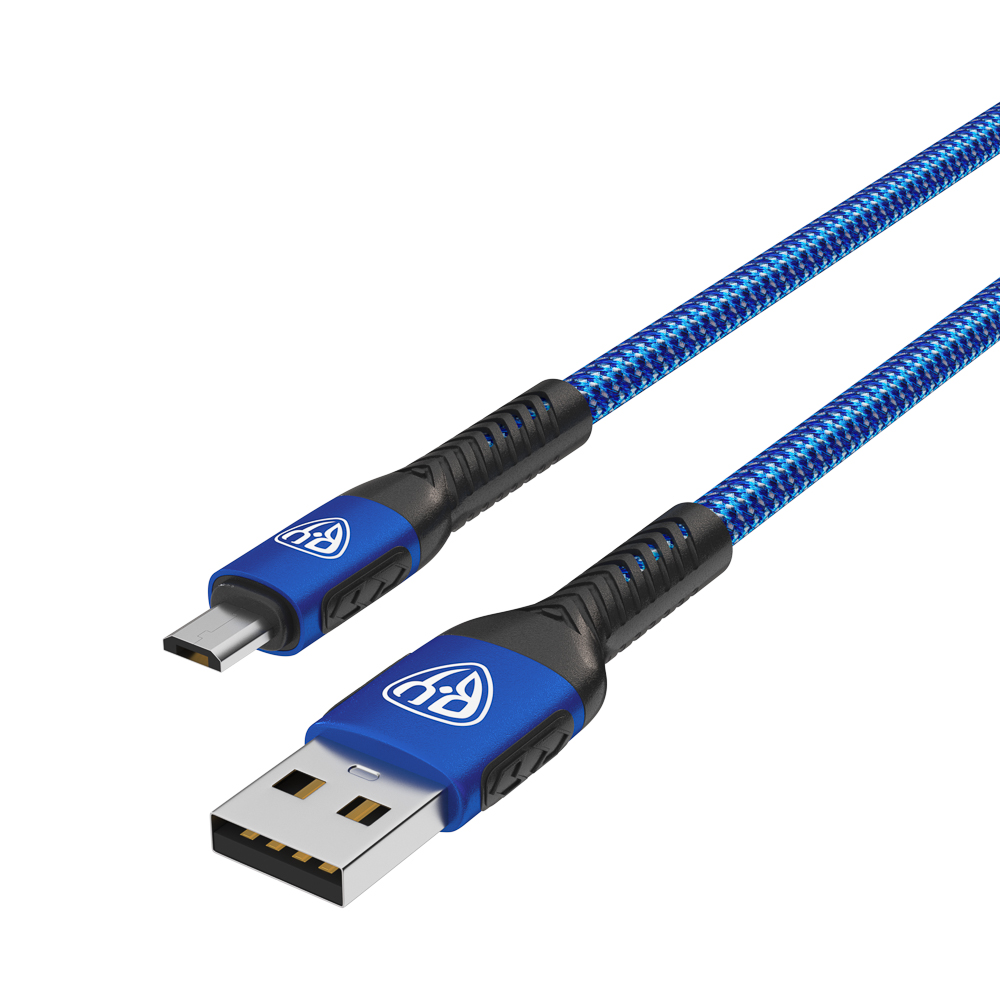 BY Кабель для зарядки Silky microUSB, 1м, Быстрая зарядка 3А, QC, PD 20W, тканевый, синий - #4