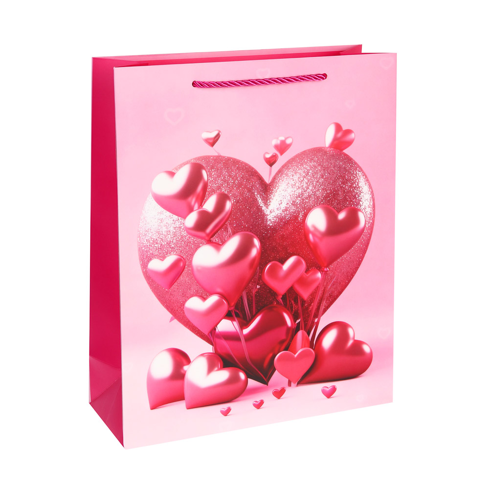 Пакет подарочный бумажный тм LADECOR L 26x32x10 см, "Сердце" арт 3, 4 дизайна - #2