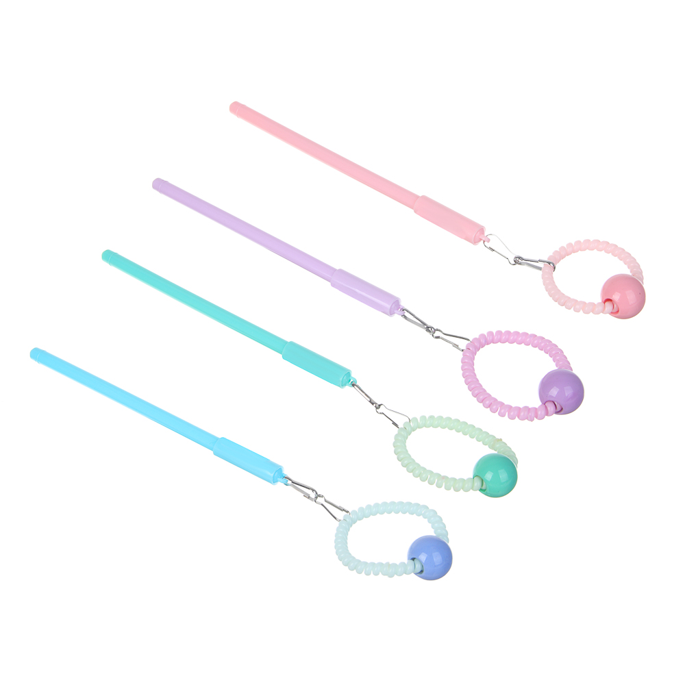 Ручка гелевая синяя с брелоком в виде резинки для волос, 4 цвета - #1