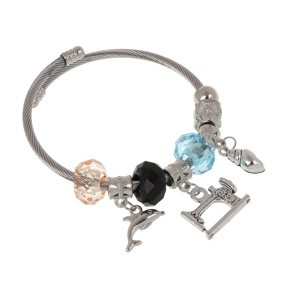 Браслет с шармами d6-7 см, сталь, 3 дизайна, БЖ25-34 - #2