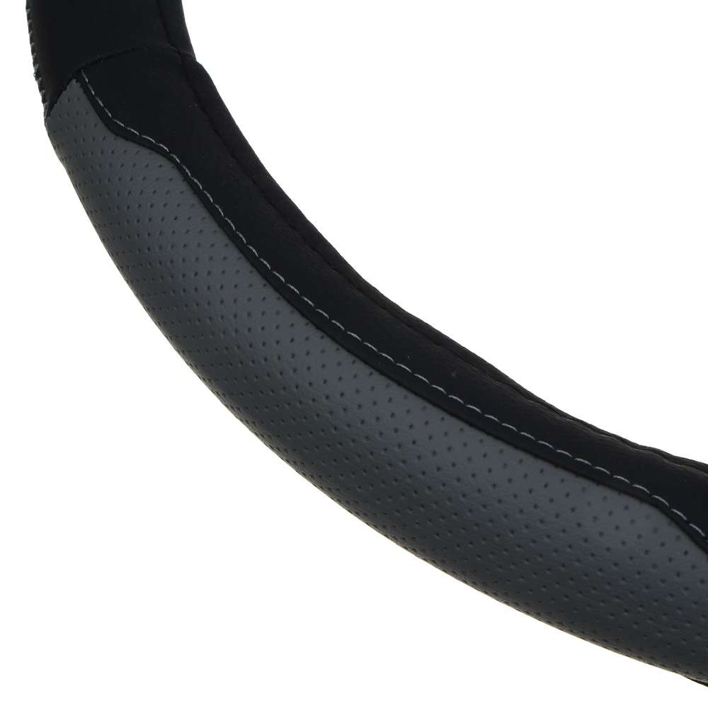 ЕРМАК Оплетка на руль, полиуретан(PU), размер 38 см, перфорированная вставка, черно-серая - #5